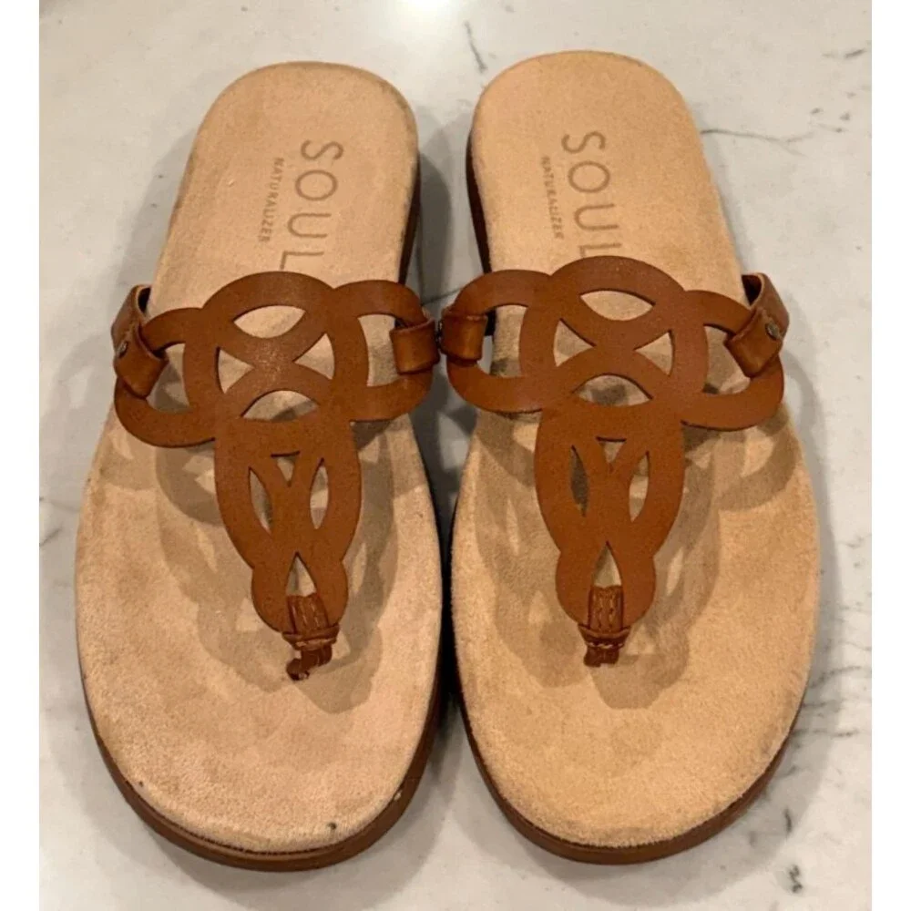 Soul Naturalizer Janice Sandals Slip-on Thong Womens Sz 7.5 M  Brown